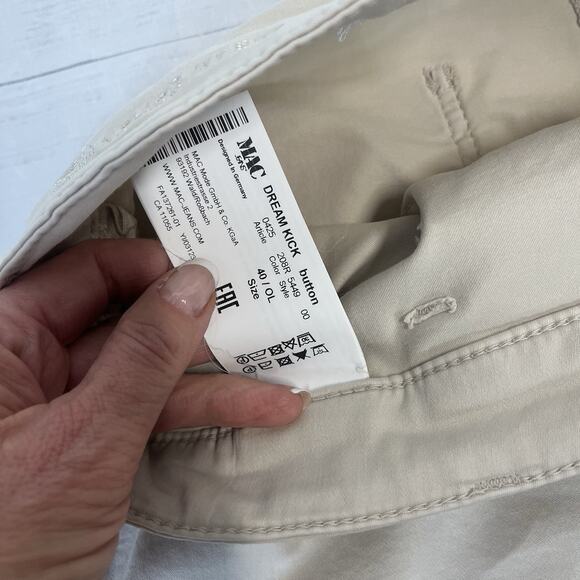 MAC Jeans Pants Women's Size 40 Dream Kick Tan Stone Cotton Stretch Button Fly - Picture 7 of 11